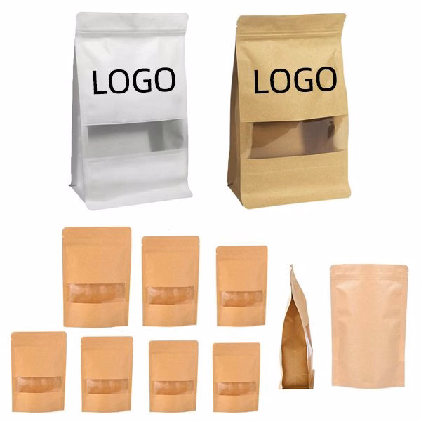 Kraft Paper Bag W/ Window(7 7/8" W x 11 13/16" H x 3 1/8" G)