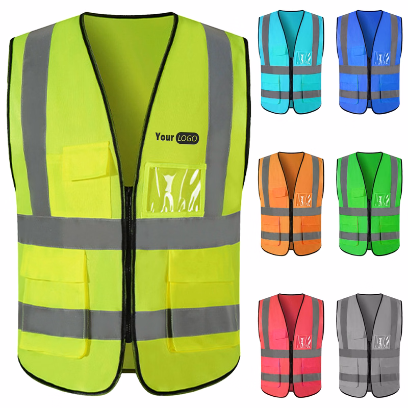 Other Organic Material Reflective Vest with Custom Logo and Pockets