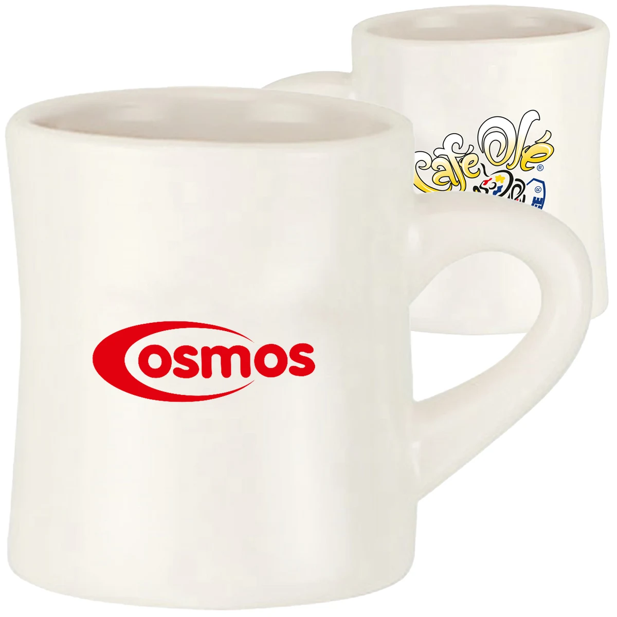 11 oz. Milky White Ceramic Diner Mugs w/ Custom Logo 1