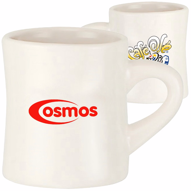 11 oz. Milky White Ceramic Diner Mugs w/ Custom Logo