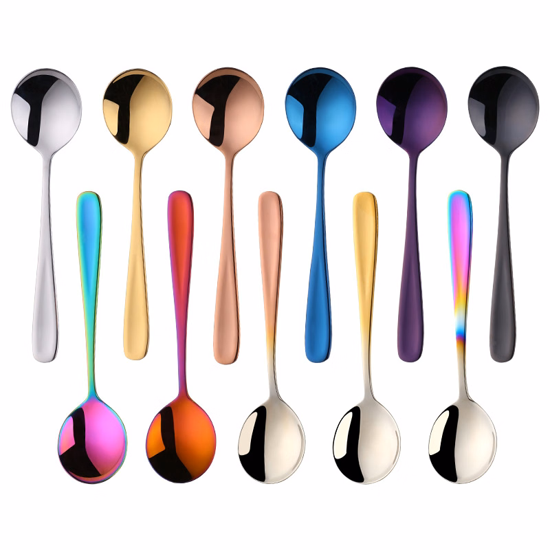 Stainless Steel Silverware Dinner Bouillon Round Spoon