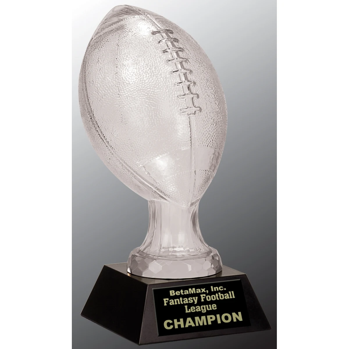 13 3/4" Glass Football Award with Black Marble Base 1