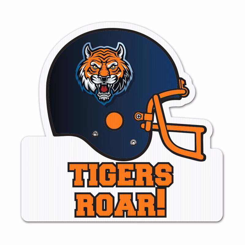 Football Helmet & Nameplate Yard Sign, Full Color