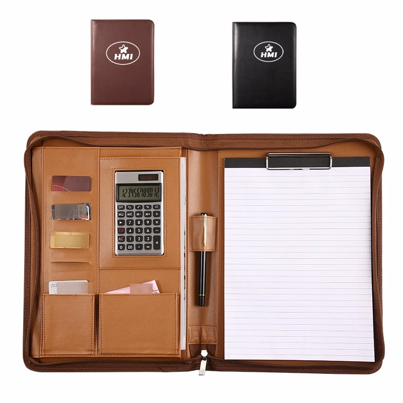 Superior Vegan Leather Business Portfolio With Calculator