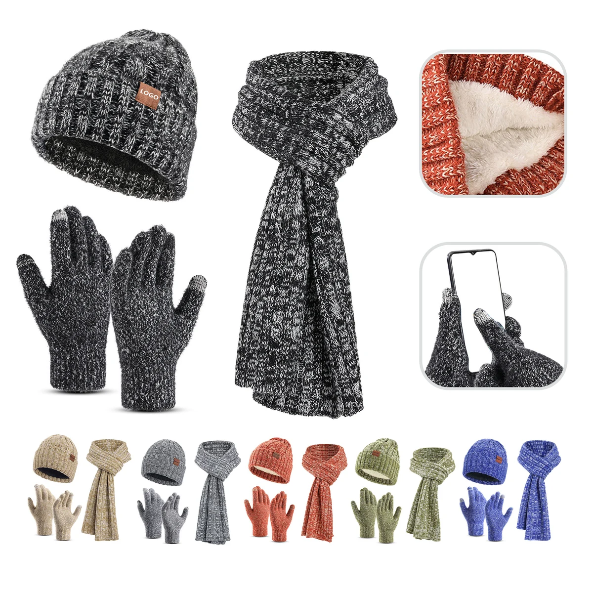 Winter Hat Scarf Glove Set For Women 1