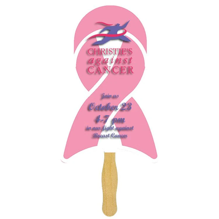 Ribbon Glued Hand Fan (1 Side/ Four Color Process Imprint) 1