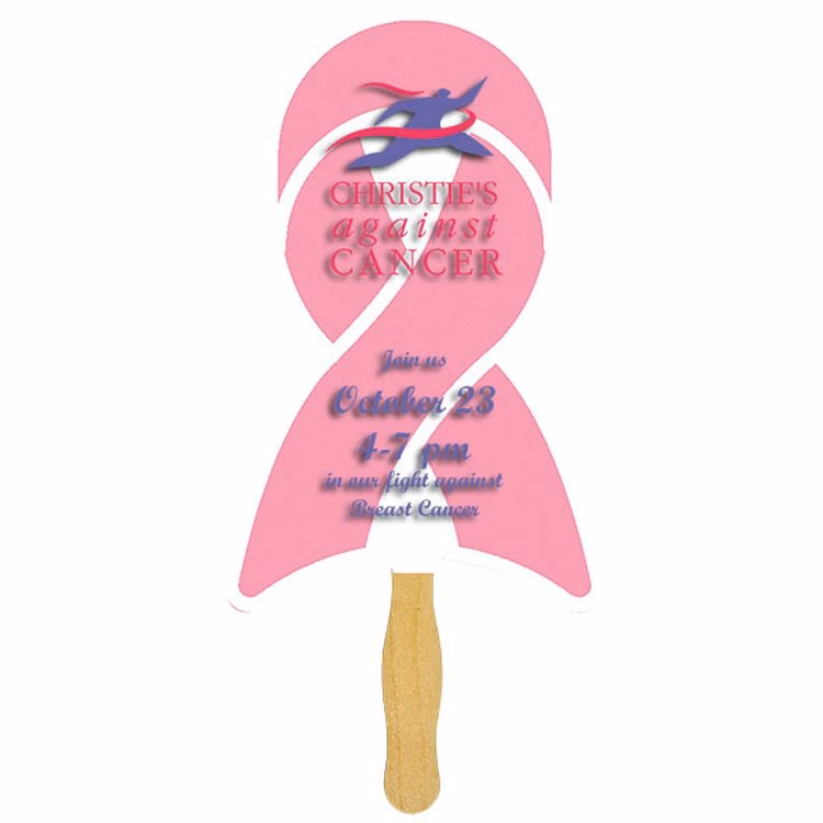 Ribbon Glued Hand Fan (1 Side/ Four Color Process Imprint)