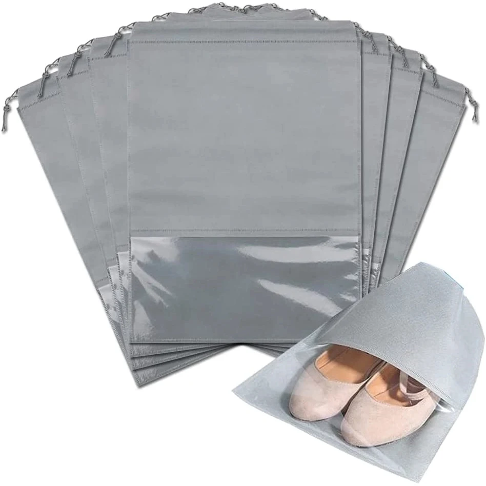 Non-Woven Dust-Proof Drawstring Shoe Bag With Clear Window 1