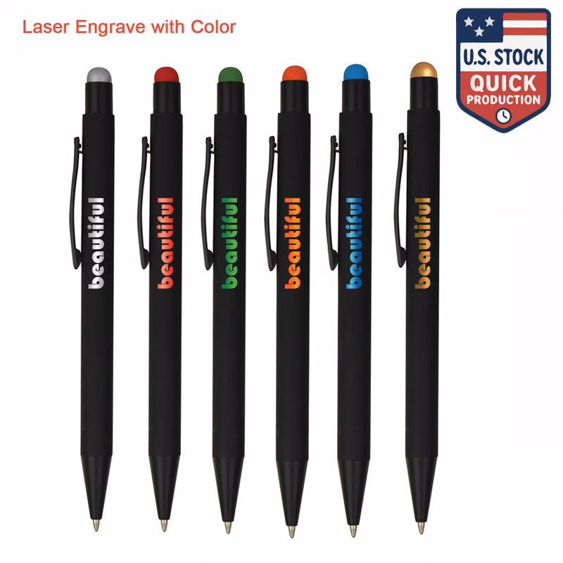 Sleek Soft Rubber Pen & Stylus with Matching Laser Engrave