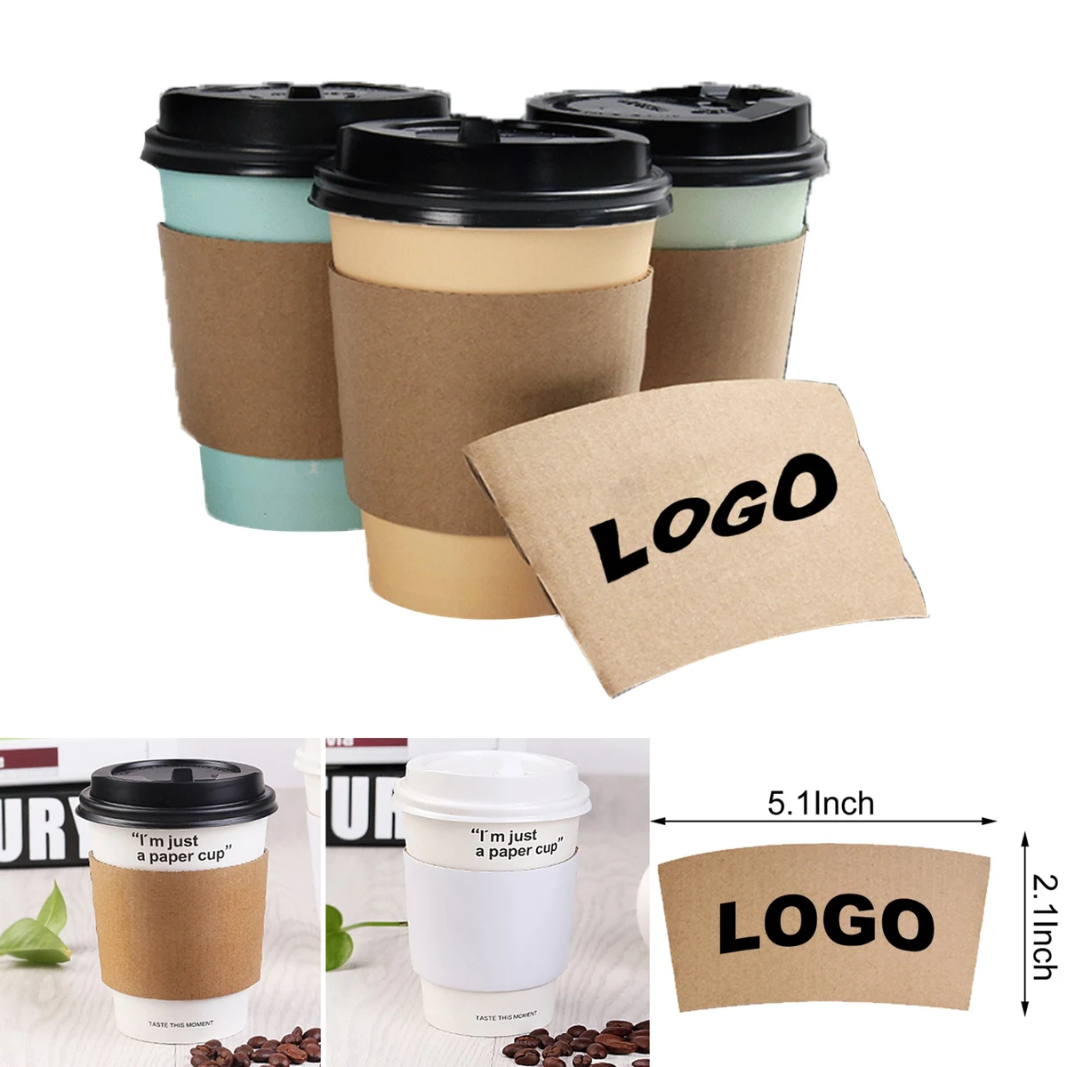 Customizable Disposable Coffee Cup Insulation Sleeve 1