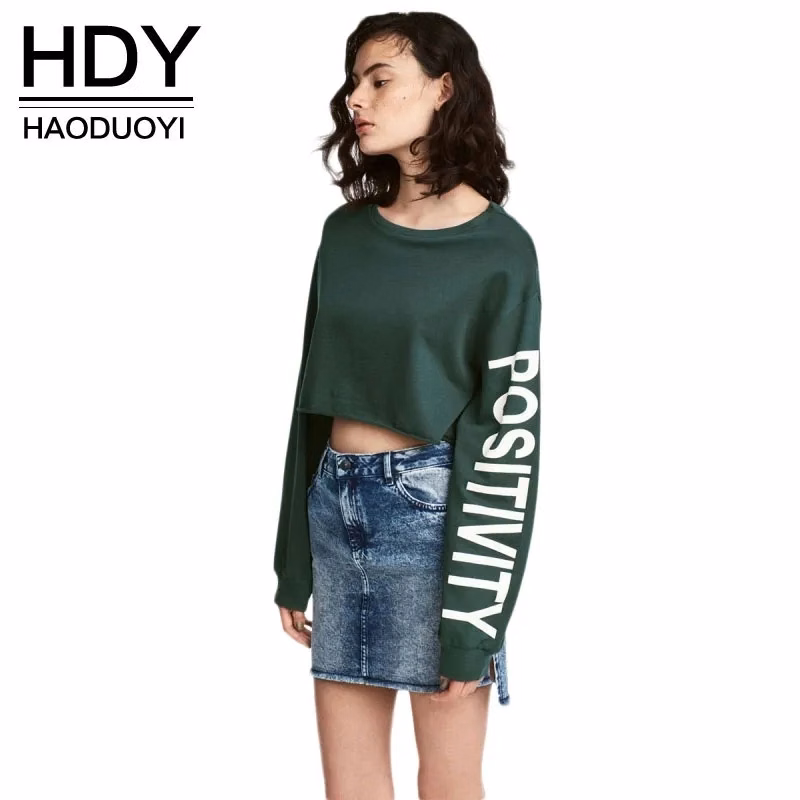 Printed Long Sleeve Crop Top