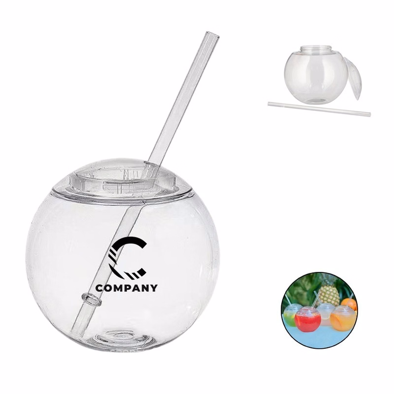 22 oz Fishbowl Ball Cups for Drinks with Lids and Straws