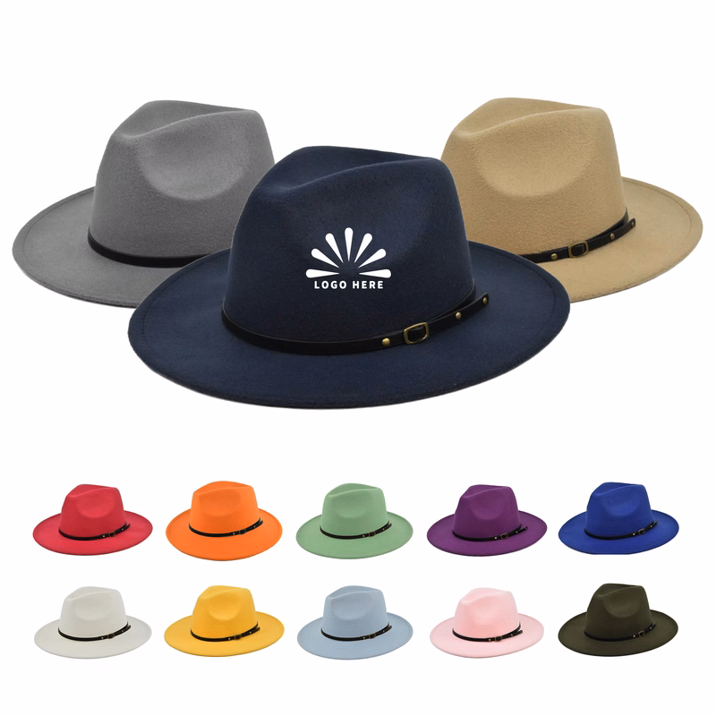 Felt Fedora Hat Woolen Vintage Wide Brim Gangster Trilby