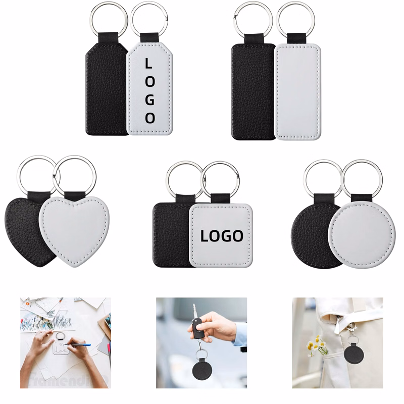 Blank Key Chain Rings Lychee Pattern Keychain Set
