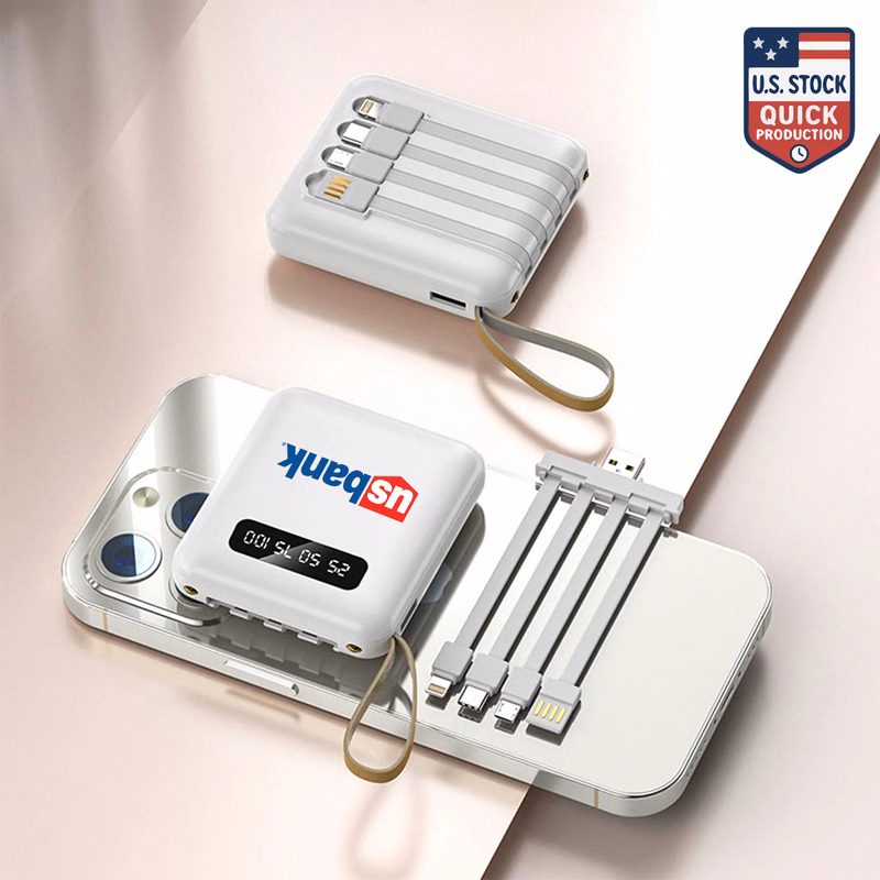 5000mAh Power Bank with Built-In Cables