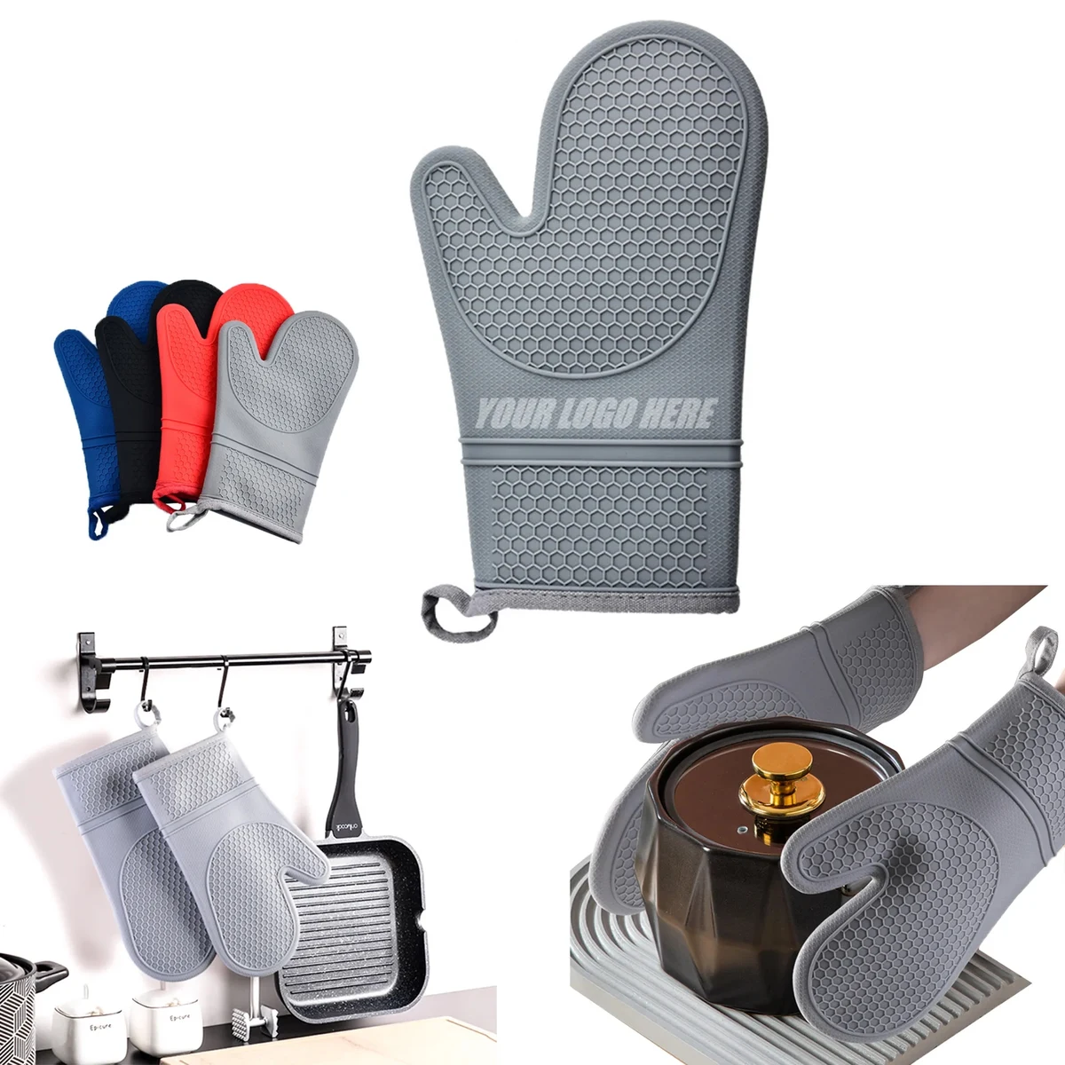 Silicone Oven Mitts Heat Insulation Grilling Cooking Baking 1