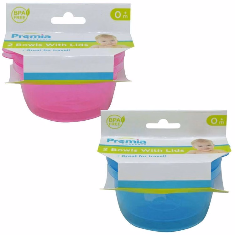 Premia Babycare Baby Bowls w/ Lid 2 Pack