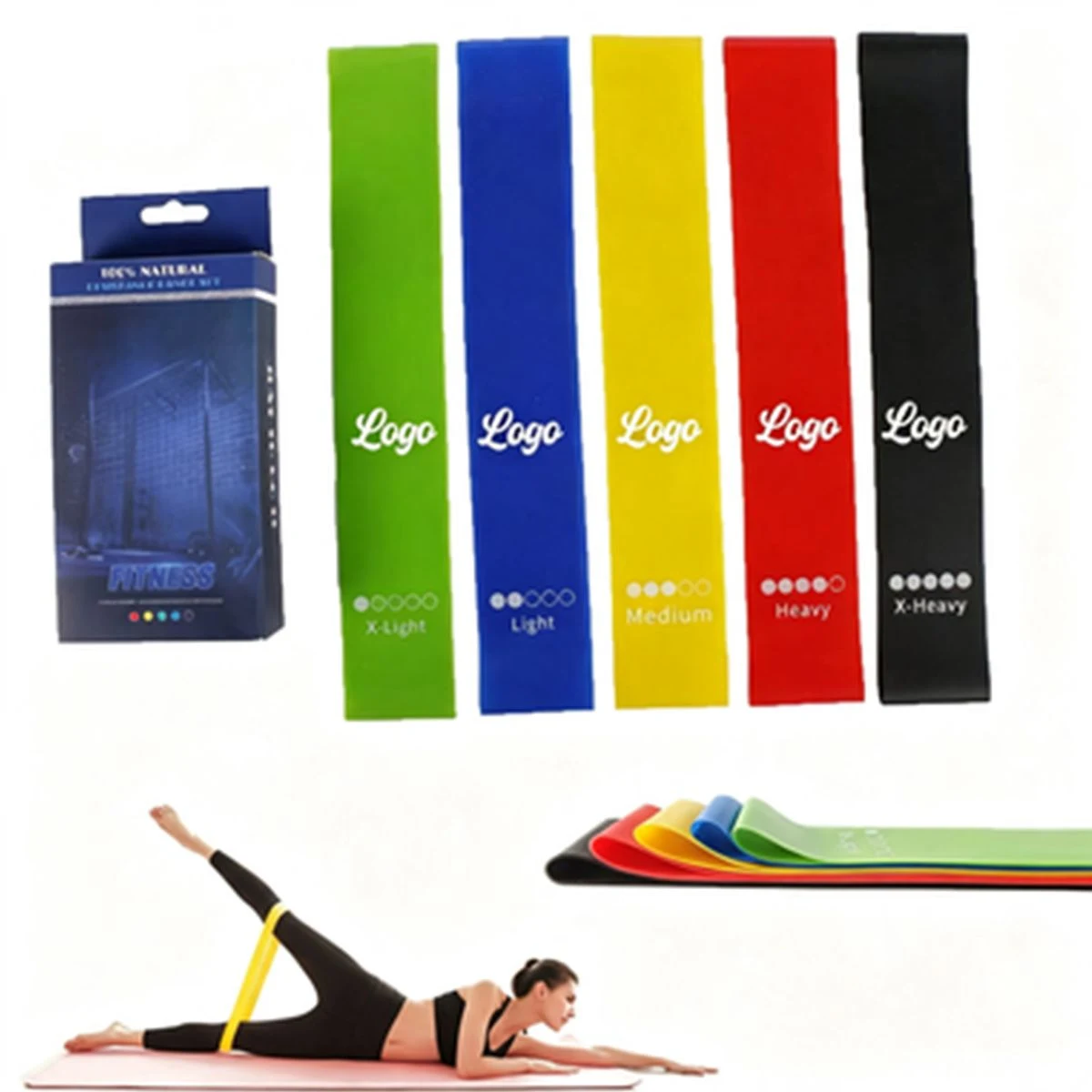 Five-Color TPE Yoga Resistance Bands - Small Loop Set of 5 1