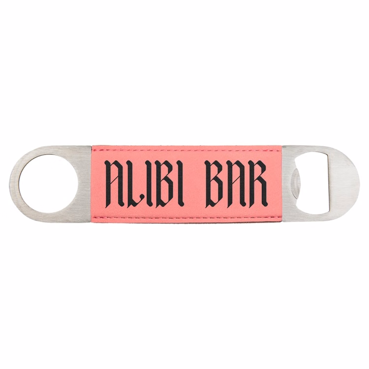 1 1/2" x 7" Pink Leatherette Bottle Opener