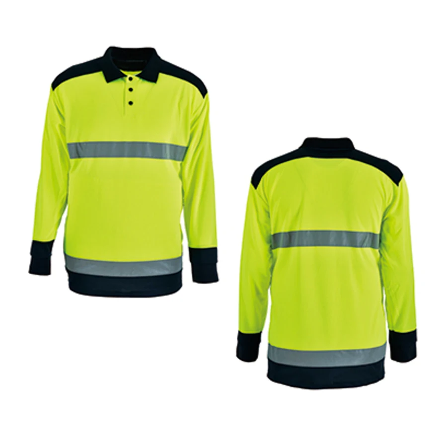 VISIPRO Long Sleeve Reflective Safety Polo with Black Trim - 1