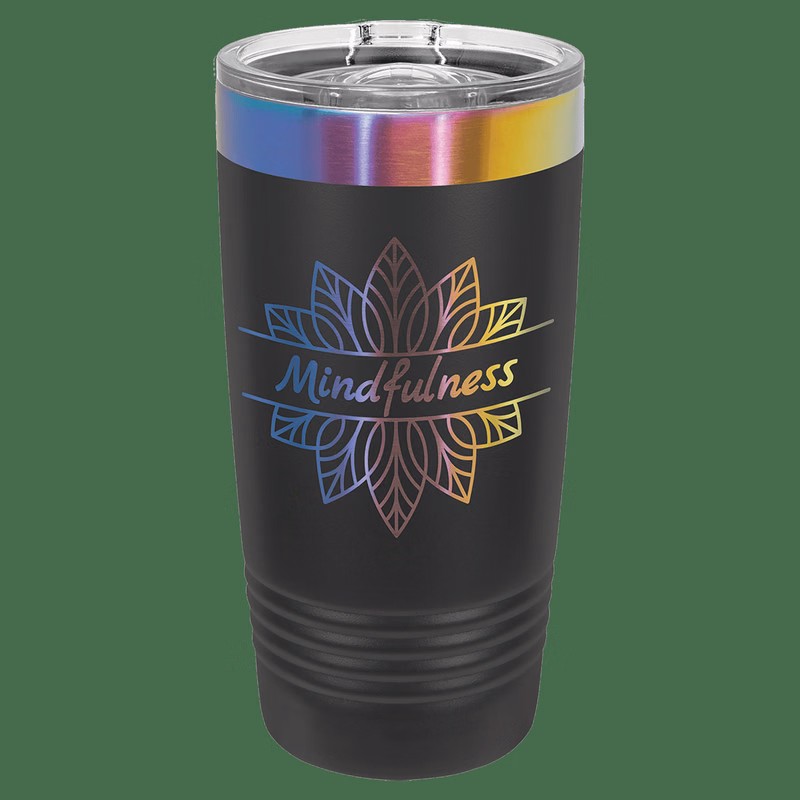 Polar Camel 20 oz. Black/Prism ION-Plated Ringneck Tumbler with Slider Lid