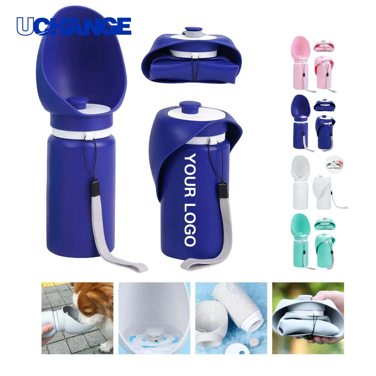 Dog Water Cup Drinkware Portable with Silicone Drinking Tray 1
