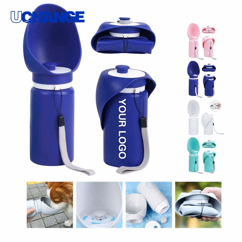 Dog Water Cup Drinkware Portable with Silicone Drinking Tray