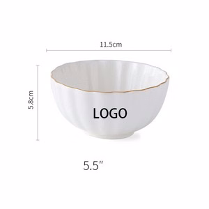 5.5 Inch Porcelain Bowl with Gold Rim