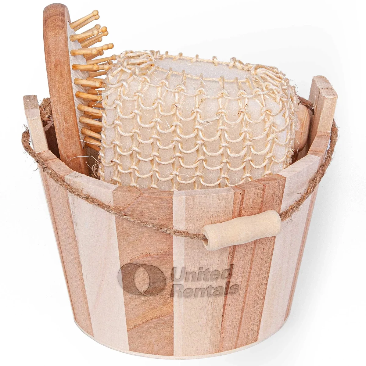 Bamboo Bucket Bath and Massage Set - 5pcs 1