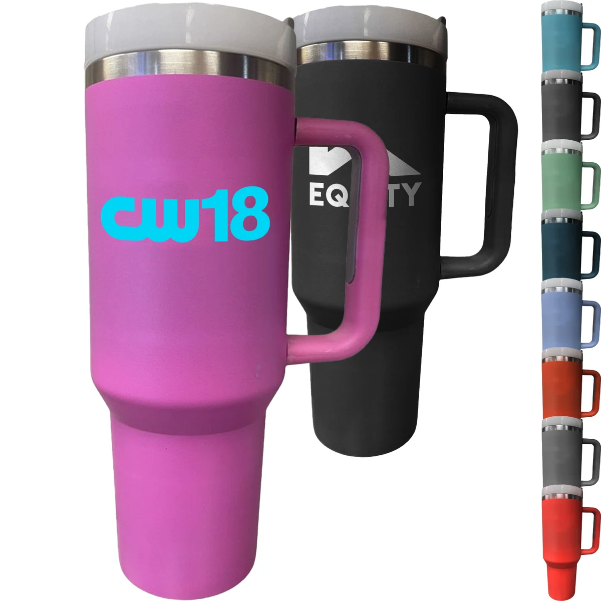 40 oz Vacuum Insulated Tumbler Copper Lined w/ Lid & Handle 1