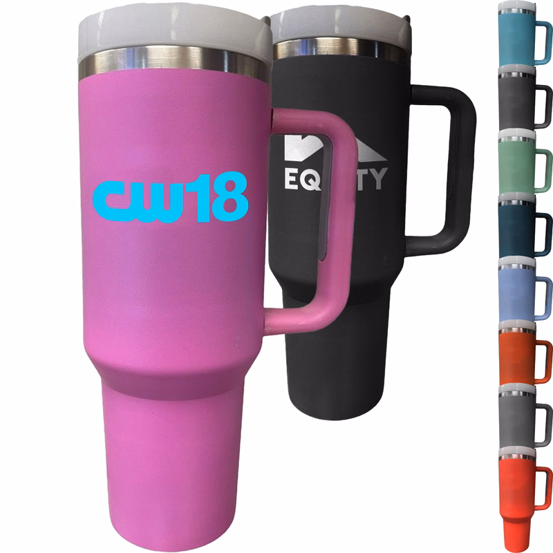 40 oz Vacuum Insulated Tumbler Copper Lined w/ Lid & Handle