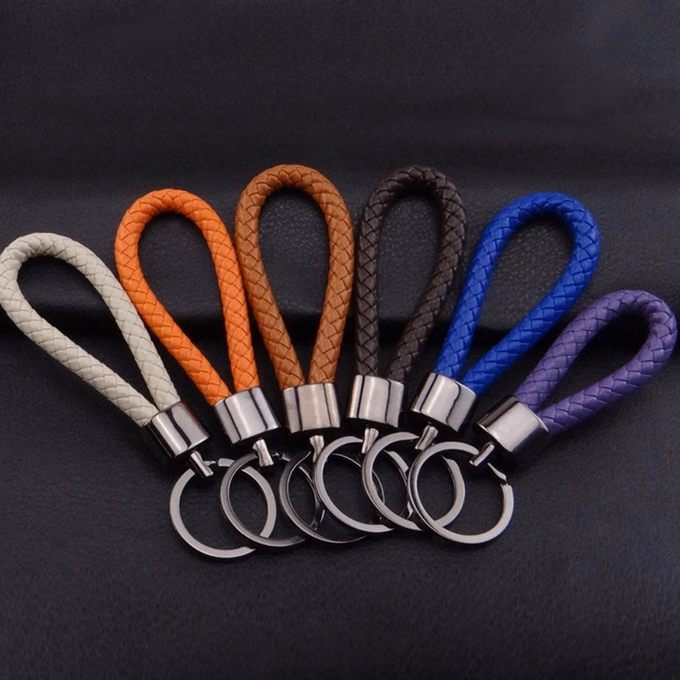 braided leather keychain