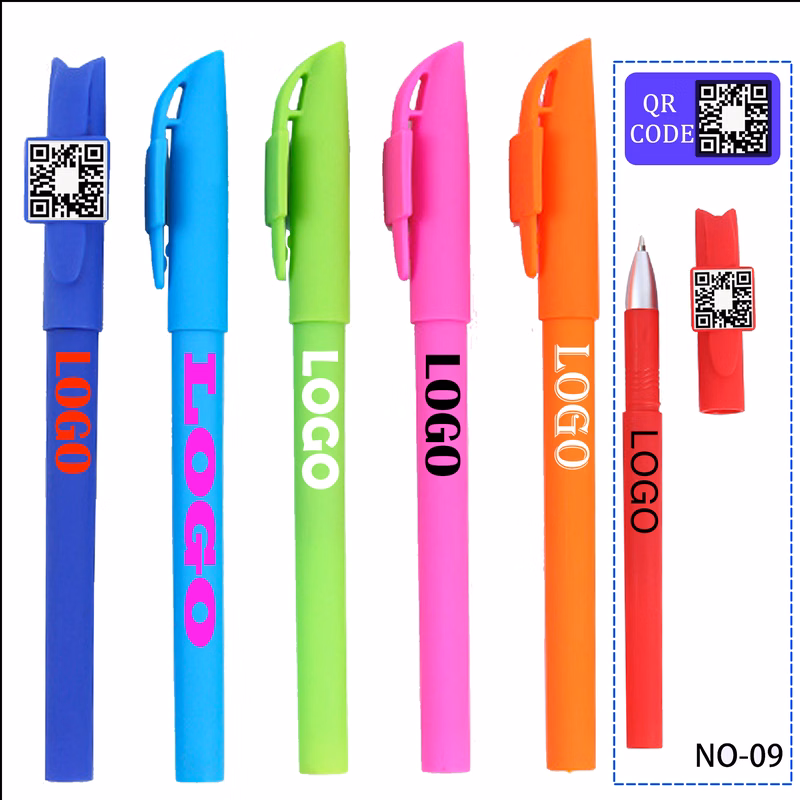Skin-friendly colored pen barrels that can print QR codes and logos on gel pens