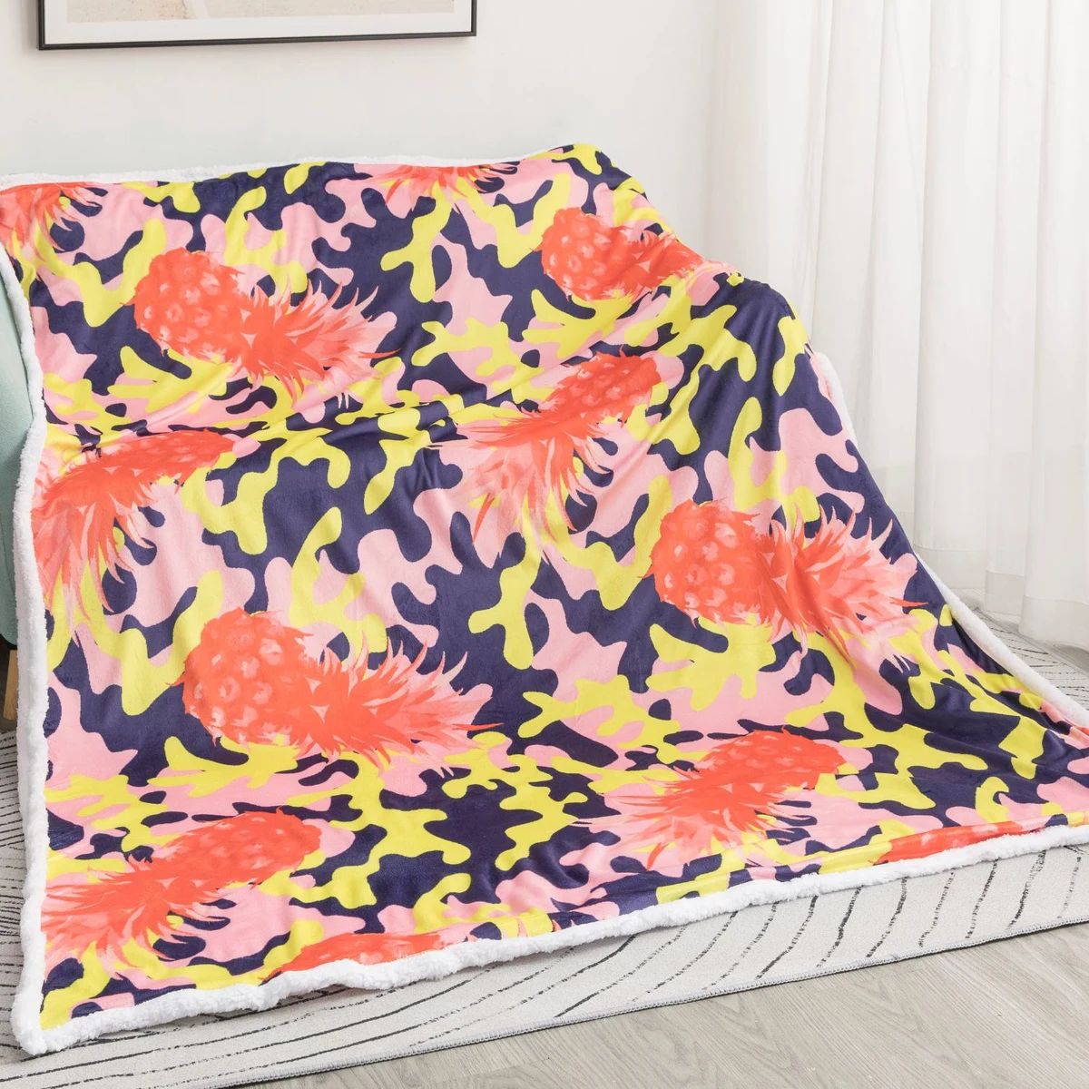 60x80 Oversize Crystal Velvet Sublimation Sherpa Blanket 1
