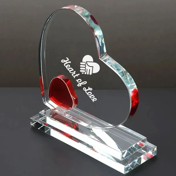 Heart Shape Clear Crystal Award Trophy 1