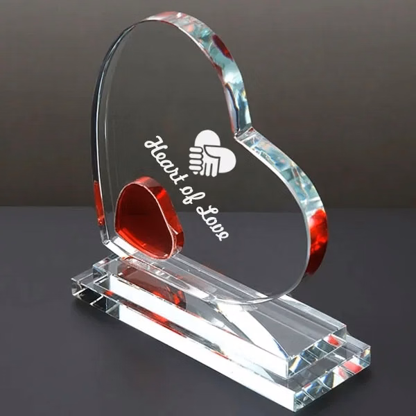 Heart Shape Clear Crystal Award Trophy