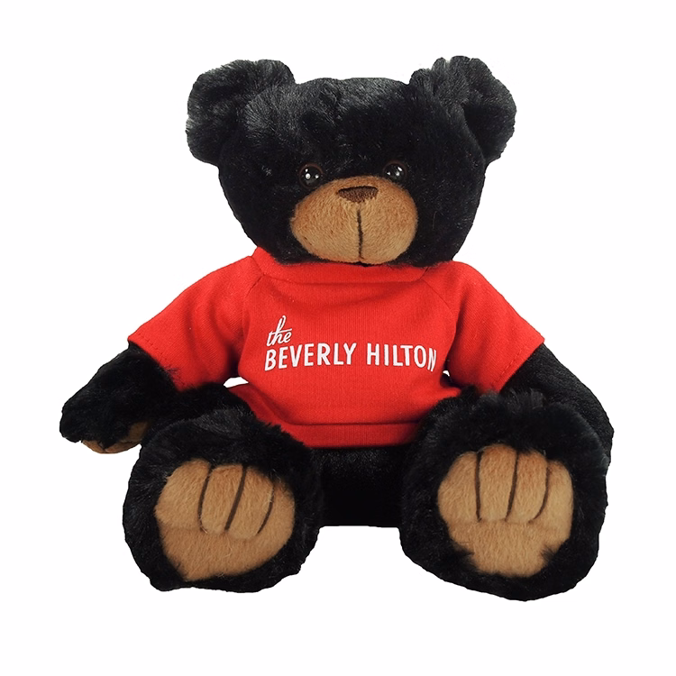 9" Black Peter Bear with T-Shirt and 1 color imprint