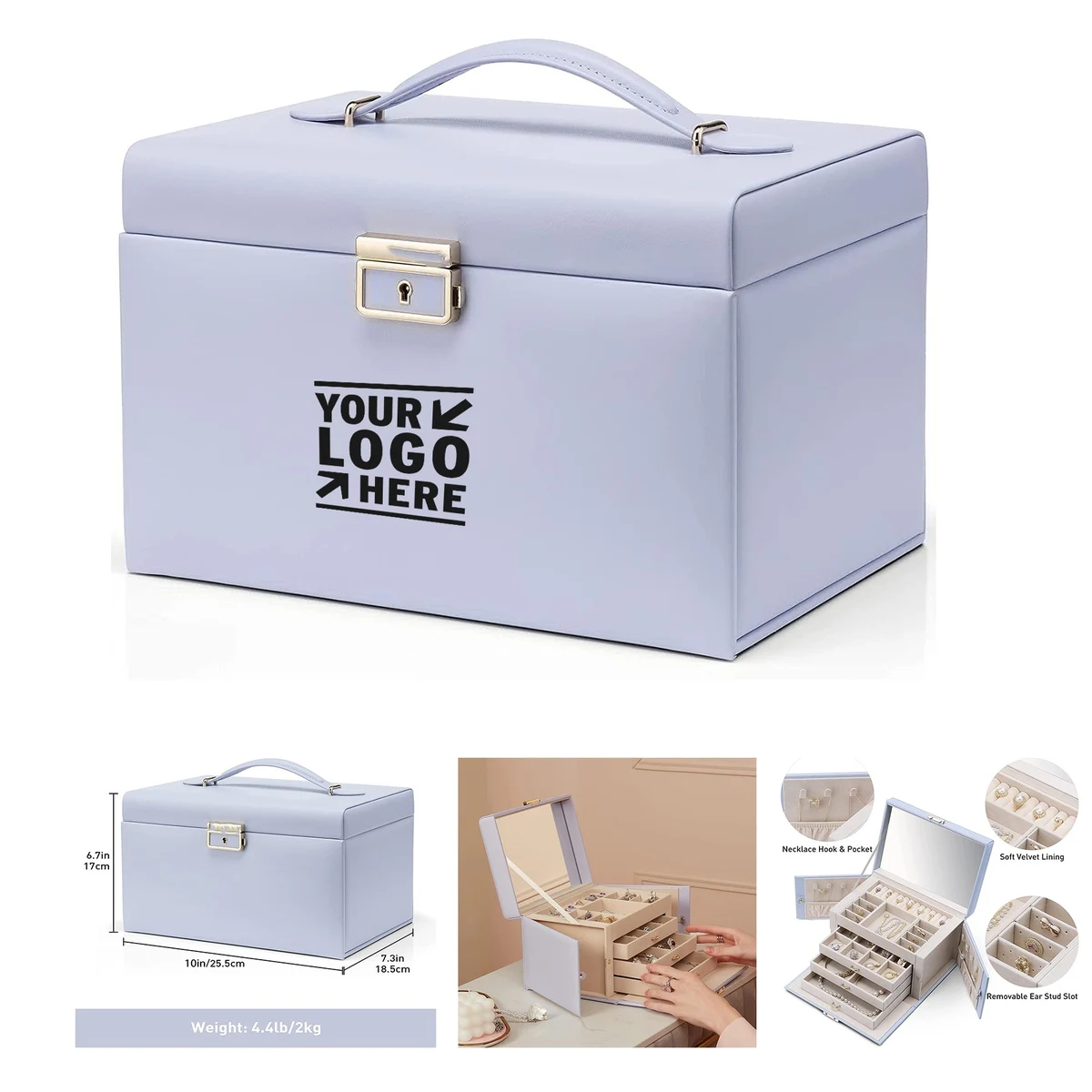 Velvet Jewelry Organizer Box for Women 1