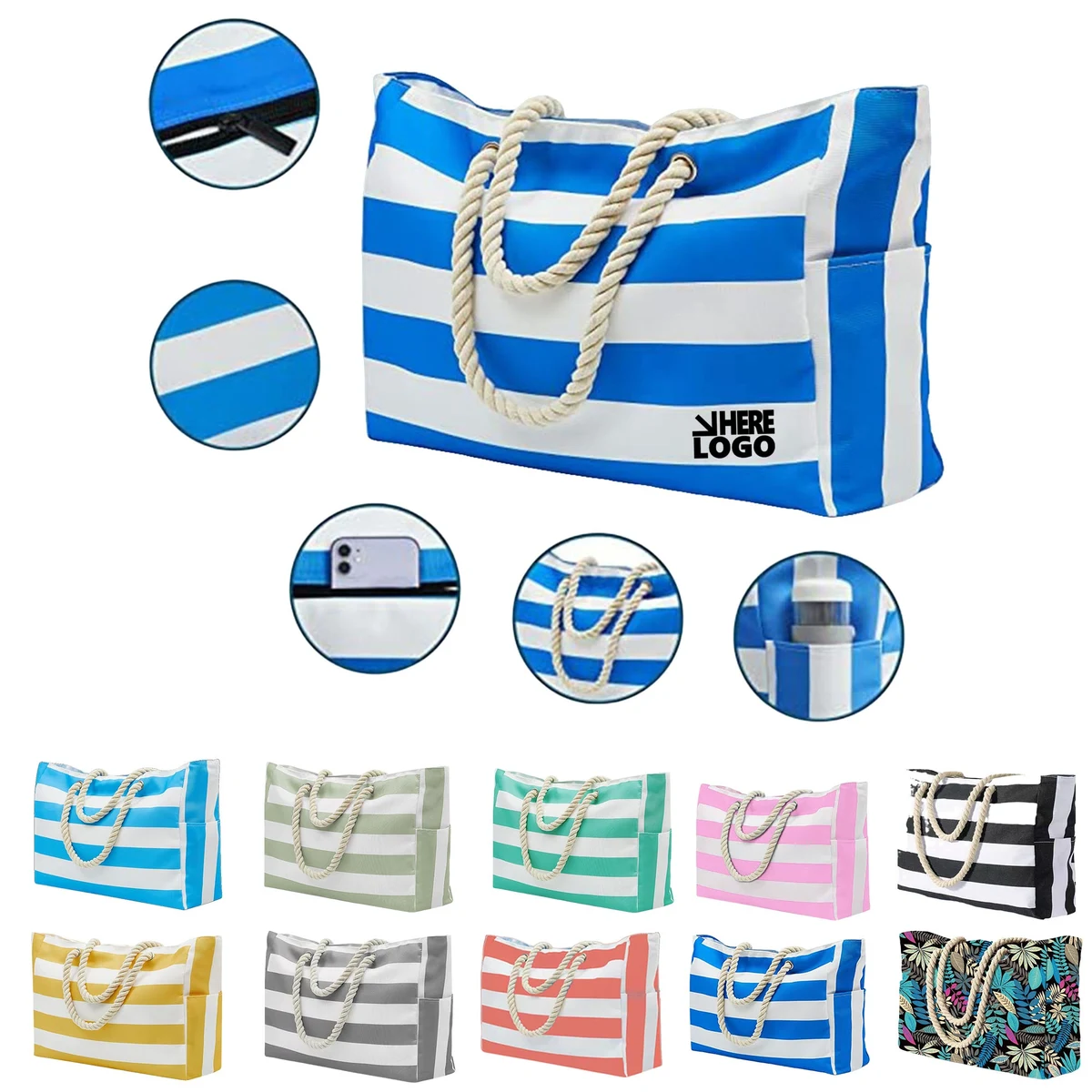 Large Canvas Beach Bags, custom tote bag with logo imprint 1