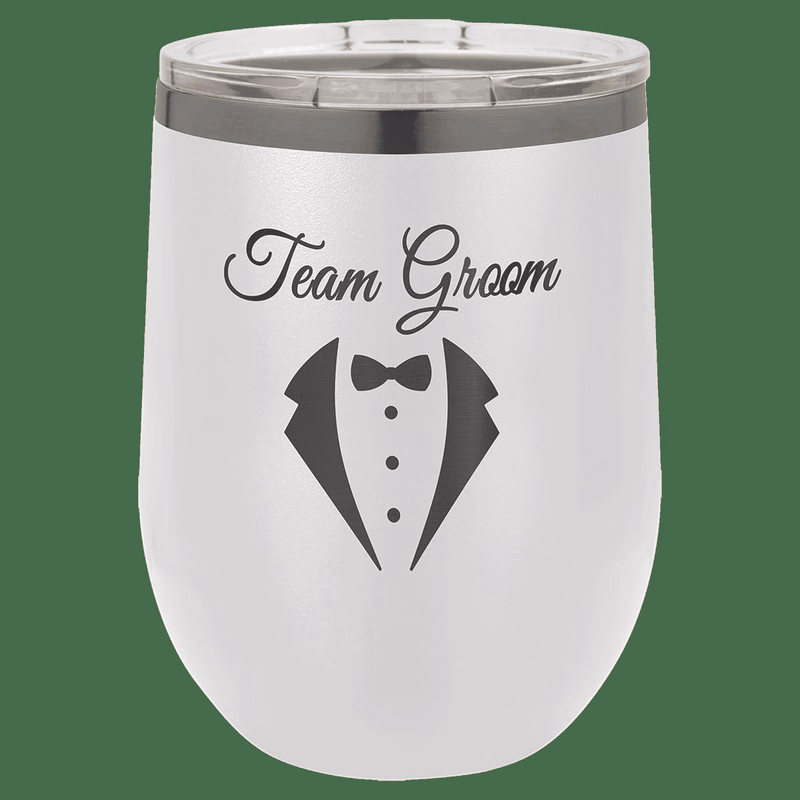 Polar Camel 12 oz. White/Ghost Black ION-Plated  Stemless Wine Tumbler withLid