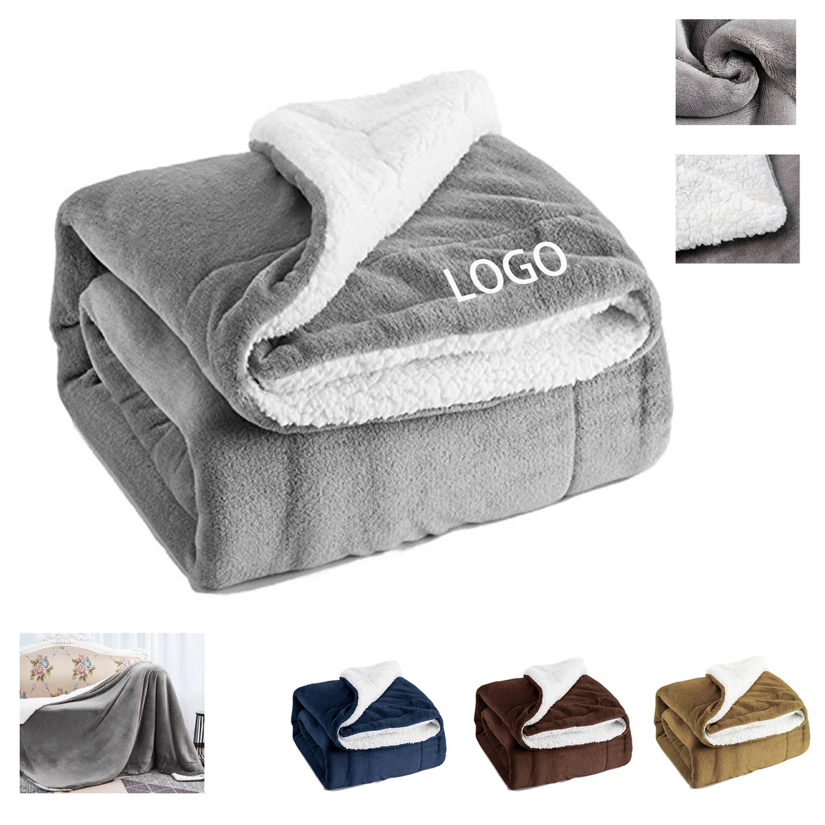 Sherpa Double Blanket MOQ 10PCS 1