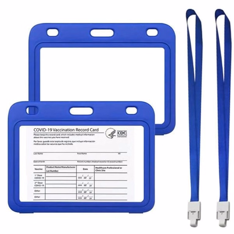 4x3" Vaccination Card Protective Holder Cover w/ Landyard