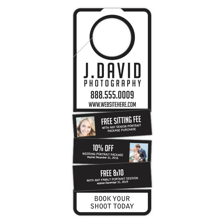 Door Hanger - 3x8 Laminated with 4 Tear-Off Coupons - 14 pt. 1