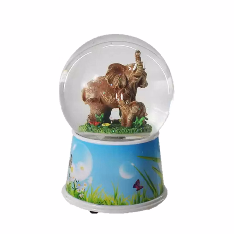 Custom Resin Elephant Musical Snow Globe