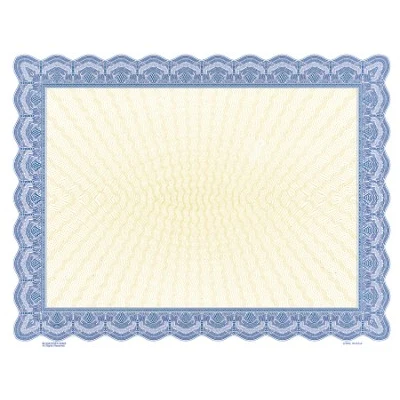Completed Custom Printed Blue Certificate 1