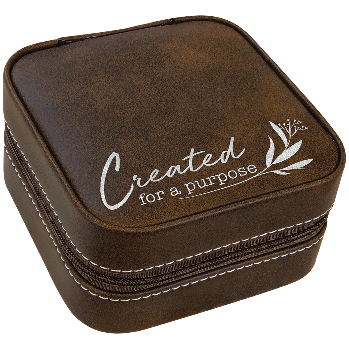 Rustic/Silver Leatherette Travel Jewelry Box 1