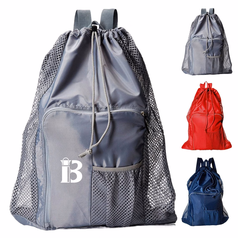 Breathable Mesh Polyester Drawstring Backpack for Sports