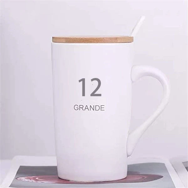 Ceramic Mug Bamboo Lid 12 oz 1