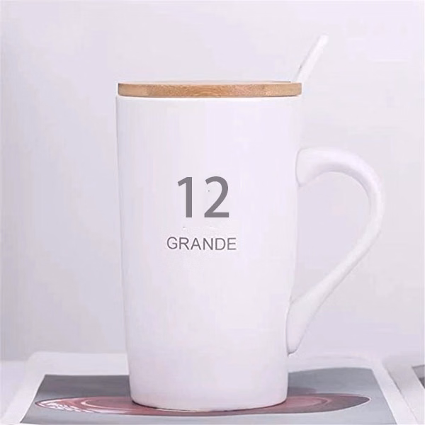 Ceramic Mug Bamboo Lid 12 oz