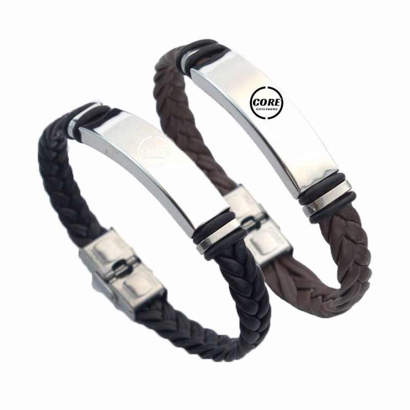Custom Stainless Steel Leather Bracelet